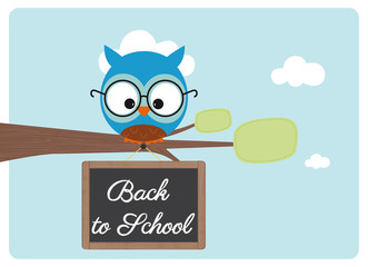 back to school, cute owl with a pair of glasses