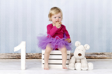 Little girl celebrating first birthday