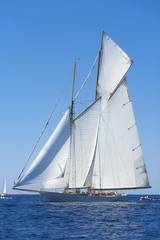 Ancient sailing boat during a regatta at the Panerai Classic Yac