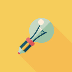 Light bulb flat icon with long shadow,eps10