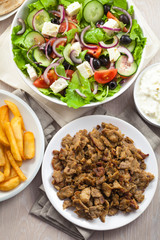 Greek Gyros with Fries and Salad