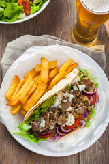 Greek Gyros with Fries and Salad