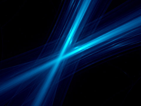 Blue glowing lines in space