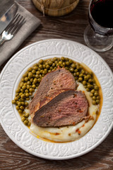 Roast Beef With Mashed Potatoes and Peas