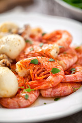 Grilled prawns and cuttlefish