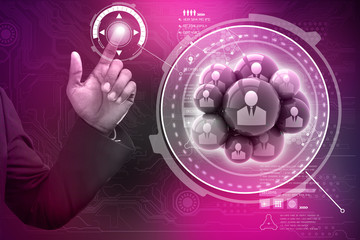 Fototapeta premium Smart hand showing social networking bubbles