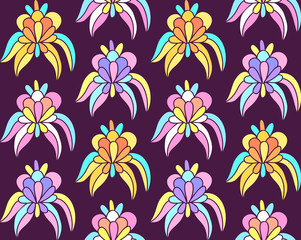 Imaginary tropical exotic flowers seamless background