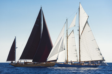 Ancient sailing boat during a regatta at the Panerai Classic Yac