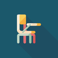 Vintage school desk flat icon with long shadow,eps10