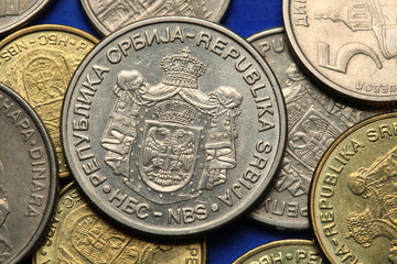 Naklejka premium Coins of Serbia