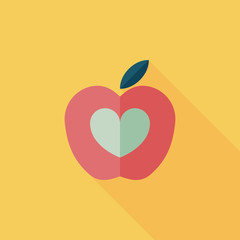 Apple flat icon with long shadow