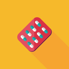Pills flat icon with long shadow