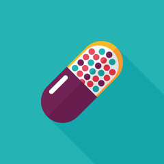 Pills flat icon with long shadow