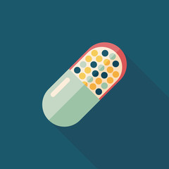 Pills flat icon with long shadow