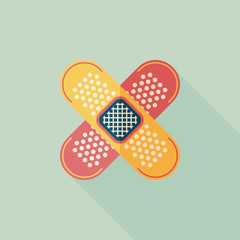 medical bandage flat icon with long shadow