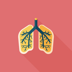Lungs flat icon with long shadow