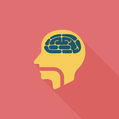 brain flat icon with long shadow