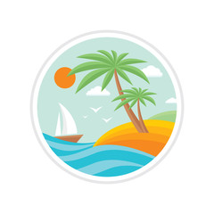 Fototapeta na wymiar Summer holiday - creative logo sign in flat design style