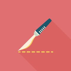 Scalpel cut flat icon with long shadow