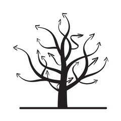 black vector tree and arrows