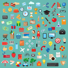Set of universal icons, flat design