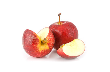 Fototapeta na wymiar Fresh red juicy apples fruit on white background