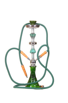 Simple green hookah isolated on a white