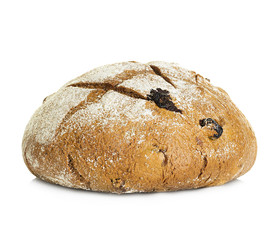 Homemade whole bread isolated on white background