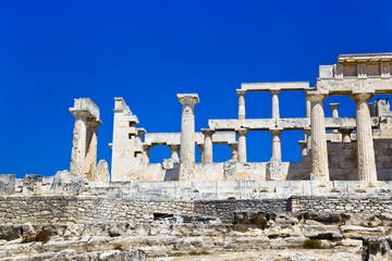 Ruins of temple on island Aegina, Greece