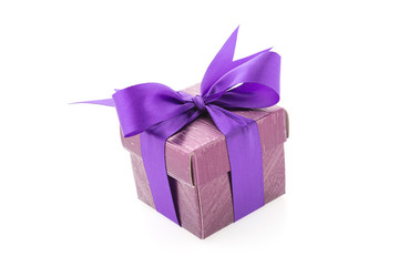 Purple gift box isolated on white background