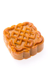 Moon cake isolated on white