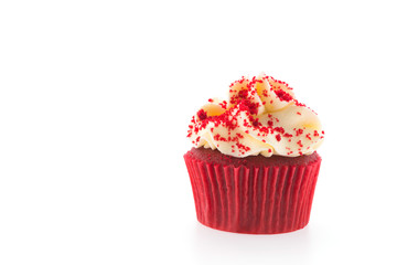 Red velvet cupcakes isolated on white