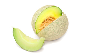 Sliced Cantaloupe melon on White Background
