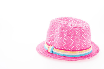 pink straw hat isolated on white background