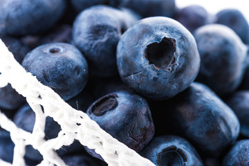Blueberry basket isolated on white