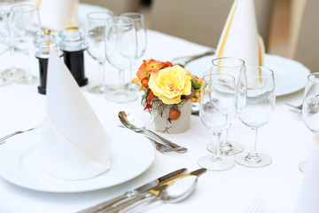 Table set in restaurant for celebration