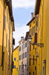 Narrow streets of historic downtown of Parma, Emilia-Romagna