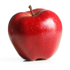 Red apple fruit with leaf