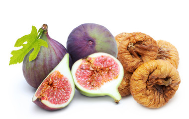 Fresh and dried fruit figs heap