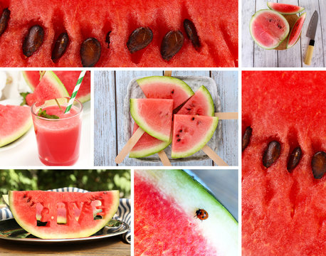 Collage of sweet watermelon