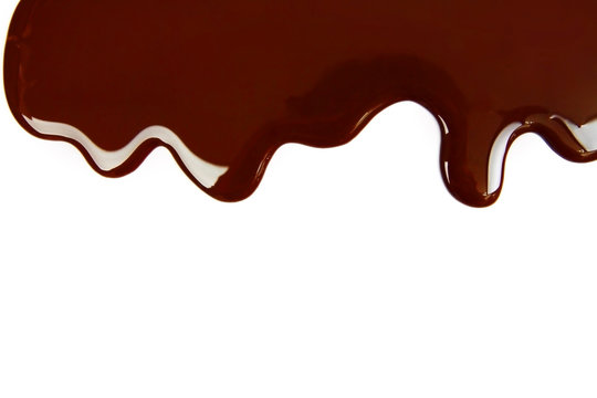 Melted Chocolate Dripping On White Background