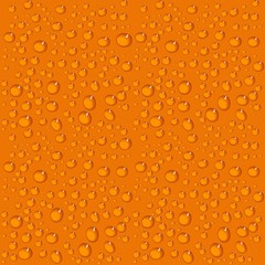 Seamless orange background with water drops. Vector illustration