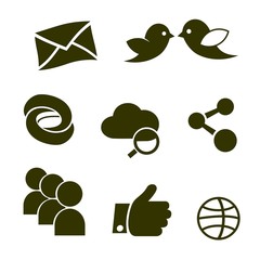 social network icons  links twitter bird cloud  mail like chain