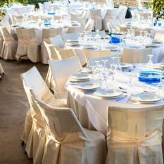 Table set at wedding reception