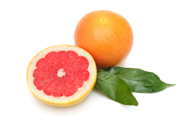 Grapefruit and orange isolated on white