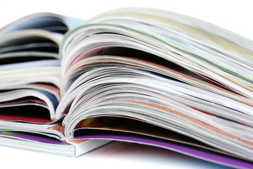 Many magazines close up