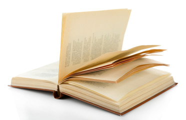 Opened book isolated on white