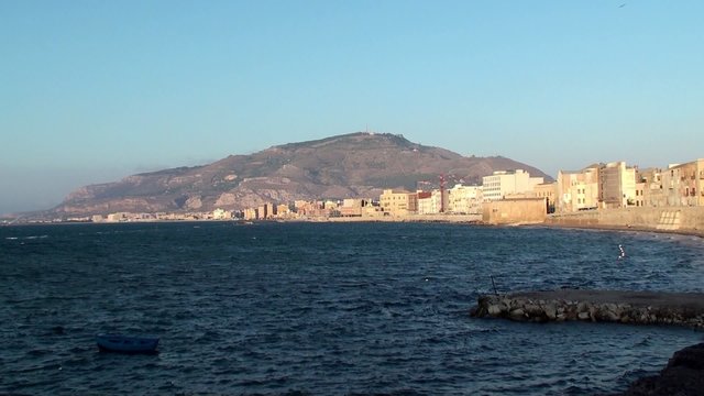 Old stone promenade "Bastione Conca" of Trapani city. Sicily