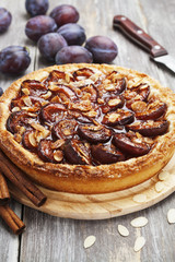 Plum cake with cinnamon and almonds