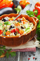 Pilaf made ​​of wheat grains and vegetables